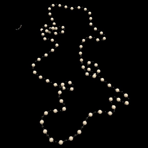 Vintage Black and White Beaded Necklace - Picture 3 of 4